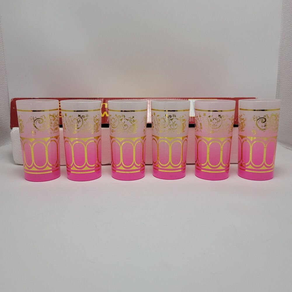 Elegant Glassware By Mirtex Trading Pink Gold Juice Glass / Candle Holder MCM 6p